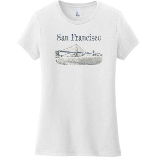 San Francisco Golden Gate Bridge Vintage Women's T-Shirt White - US Custom Tees