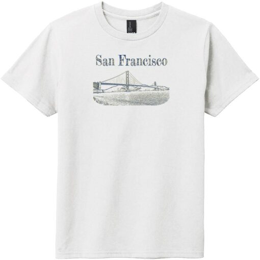 San Francisco Golden Gate Bridge Vintage Youth T-Shirt White - US Custom Tees