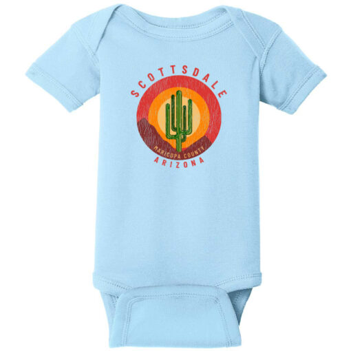 Scottsdale Arizona Cactus Mountains Retro Baby One Piece Light Blue - US Custom Tees