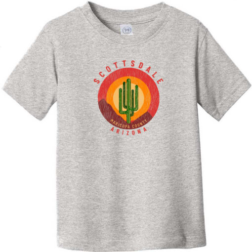 Scottsdale Arizona Cactus Mountains Retro Toddler T-Shirt Heather Gray - US Custom Tees