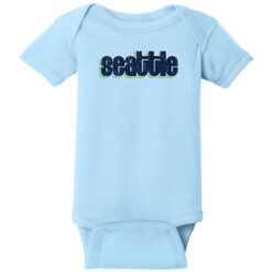 Seattle Retro Letters Baby One Piece Light Blue - US Custom Tees