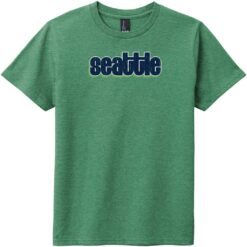 Seattle Retro Letters Youth T-Shirt Heathered Kelly Green - US Custom Tees