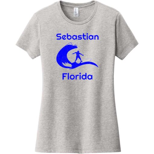Sebastian Florida Surfing Women's T-Shirt Light Heather Gray - US Custom Tees