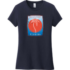 Siesta Key Florida Palm Tree Women's T-Shirt New Navy - US Custom Tees