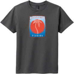 Siesta Key Florida Palm Tree Youth T-Shirt Charcoal - US Custom Tees