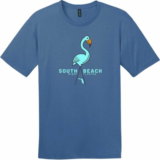 South Beach Miami Flamingo T-Shirt Maritime Blue - US Custom Tees
