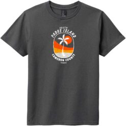 South Padre Island Texas Palm Tree Youth T-Shirt Charcoal - US Custom Tees