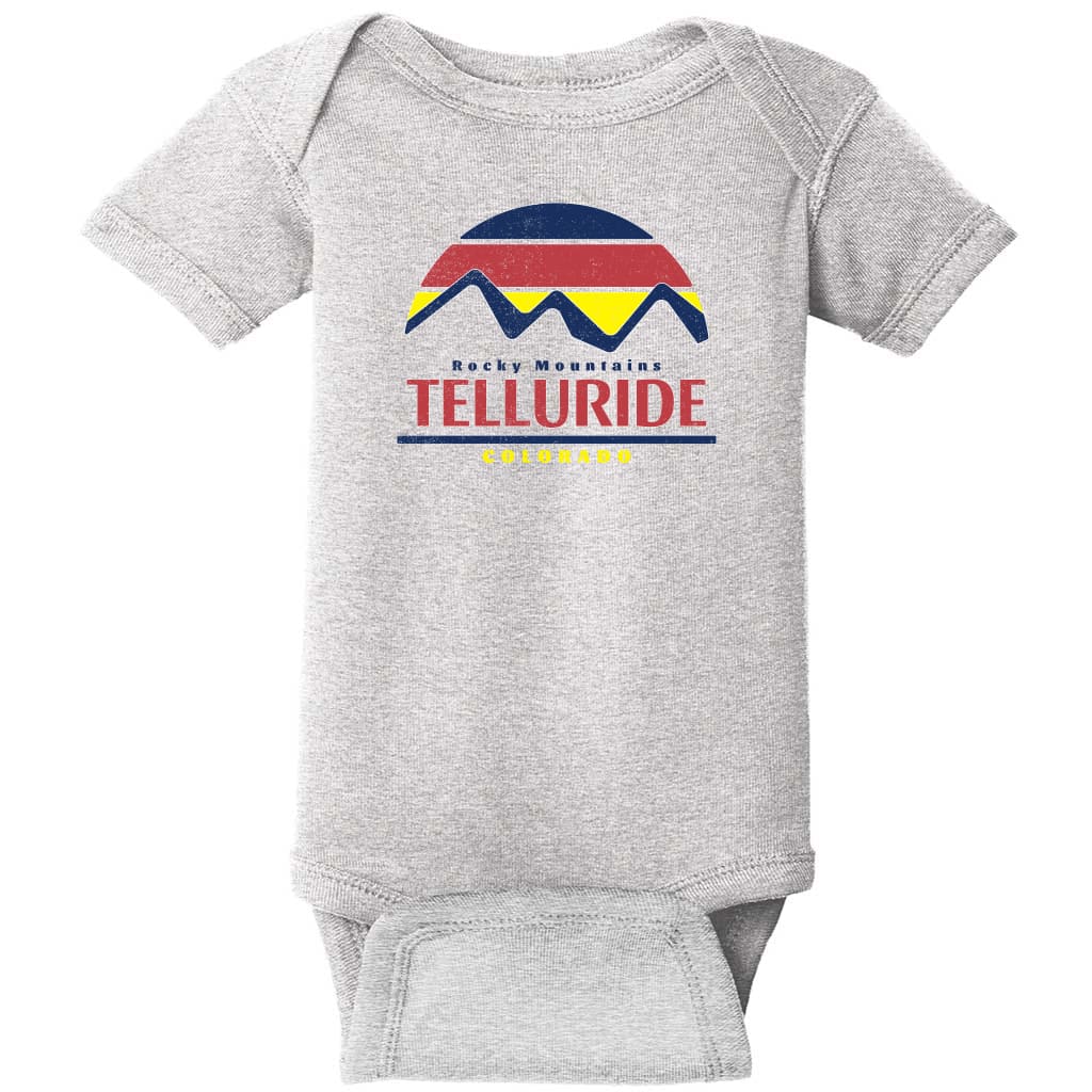 Telluride Colorado Rocky Mountains Baby One Piece Heather - US Custom Tees