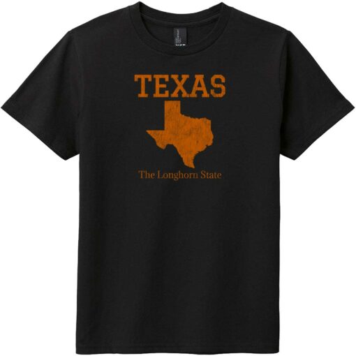 Texas The Longhorn State Youth T-Shirt Black - US Custom Tees