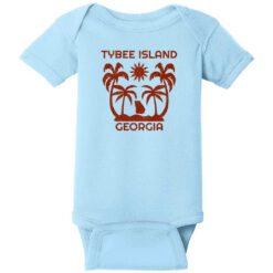 Tybee Island Georgia Palm Tree Baby One Piece Light Blue - US Custom Tees