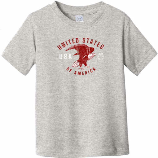 United States Eagle Land of Free Toddler T-Shirt Heather Gray - US Custom Tees