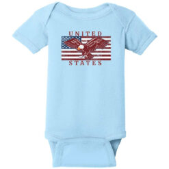 United States Flag Eagle Vintage Baby One Piece Light Blue - US Custom Tees