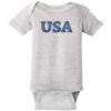 USA Stars And Stripes Lettering Baby One Piece Heather - US Custom Tees
