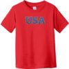 USA Stars And Stripes Lettering Toddler T-Shirt Red - US Custom Tees