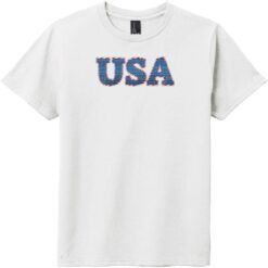 USA Stars And Stripes Lettering Youth T-Shirt White - US Custom Tees