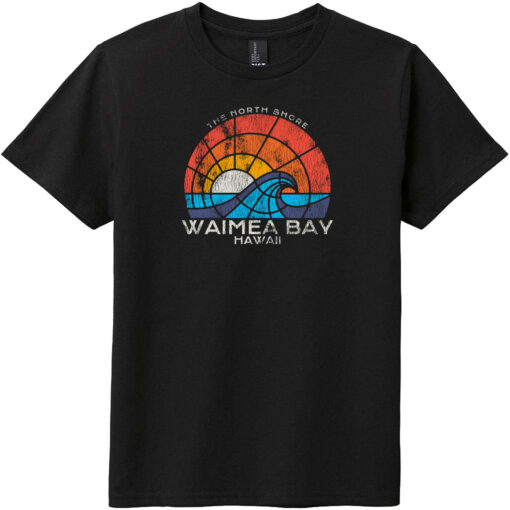 Waimea Bay North Shore Hawaii Youth T-Shirt Black - US Custom Tees