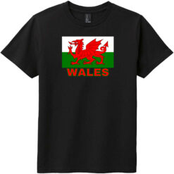Wales Flag Youth T-Shirt Black - US Custom Tees