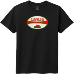 Wales Rugby Ball Youth T-Shirt Black - US Custom Tees