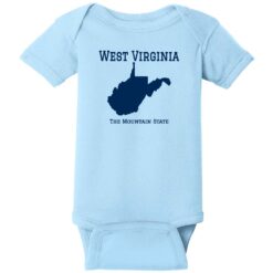 West Virginia The Mountain State Baby One Piece Light Blue - US Custom Tees