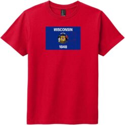 Wisconsin Flag Vintage Youth T-Shirt Classic Red - US Custom Tees