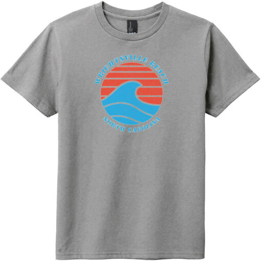 Wrightsville Beach NC Wave Youth T-Shirt Gray Frost - US Custom Tees