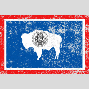 Wyoming Flag Distressed Vintage Design - US Custom Tees