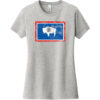 Wyoming Flag Distressed Vintage Women's T-Shirt Light Heather Gray - US Custom Tees