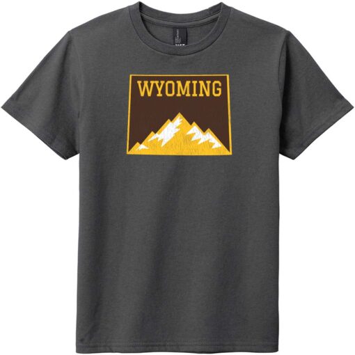 Wyoming Mountains State Youth T-Shirt Charcoal - US Custom Tees