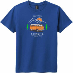 Yosemite Park Road Trip Youth T-Shirt Deep Royal - US Custom Tees