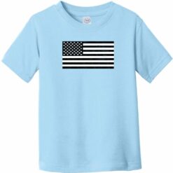Black And White American Flag Toddler T-Shirt Light Blue - US Custom Tees