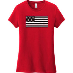 Black And White American Flag Women's T-Shirt Classic Red - US Custom Tees