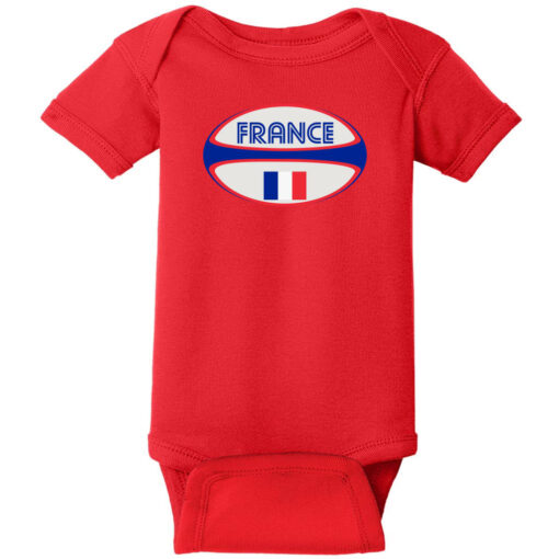 France Rugby Ball Baby One Piece Red - US Custom Tees