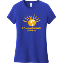 Ft Lauderdale Sunshine Palm Tree Women's T-Shirt Deep Royal - US Custom Tees