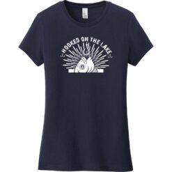 Hooked On The Lake Fishing Women's T-Shirt New Navy - US Custom Tees