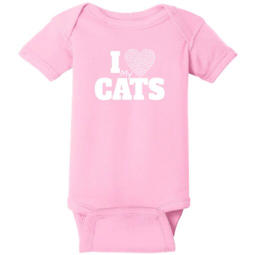 I Love My Cats Heart Baby One Piece Pink - US Custom Tees