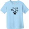 I Love My Dog Paw Print Toddler T-Shirt Light Blue - US Custom Tees