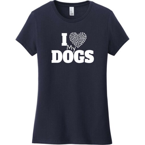 I Love My Dogs Heart Women's T-Shirt New Navy - US Custom Tees
