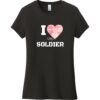 I Love My Soldier Pink Camo Heart Women's T-Shirt Black - US Custom Tees