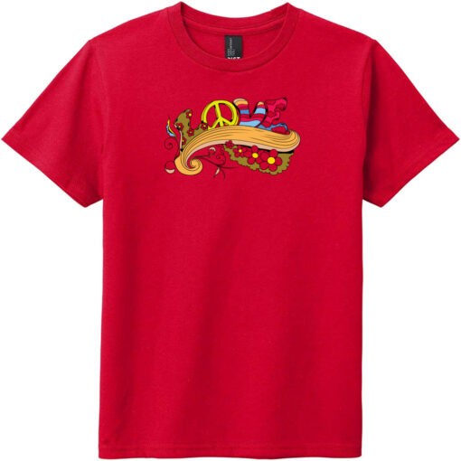 Love Peace Youth T-Shirt Classic Red - US Custom Tees