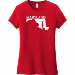 Maryland State Outline Women's T-Shirt Classic Red - US Custom Tees