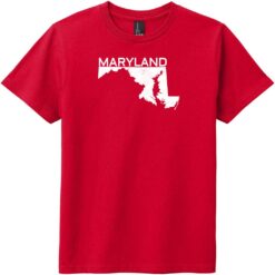 Maryland State Outline Youth T-Shirt Classic Red - US Custom Tees
