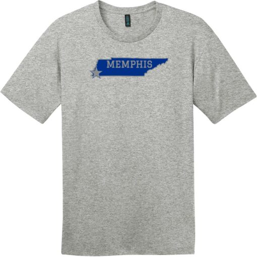 Memphis Tennessee State T-Shirt Heathered Steel - US Custom Tees