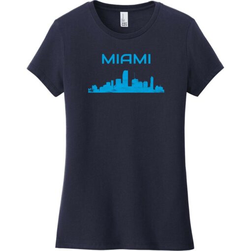 Miami Skyline Women's T-Shirt New Navy - US Custom Tees