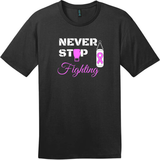 Never Stop Fighting Breast Cancer T-Shirt Jet Black - US Custom Tees