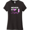 Never Stop Fighting Breast Cancer Women's T-Shirt Black - US Custom Tees