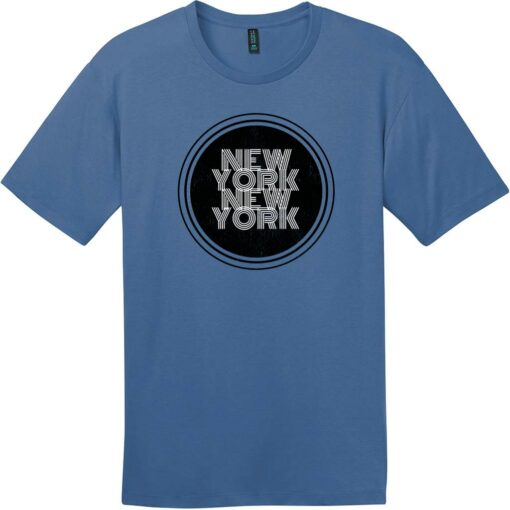 New York New York Retro Circle T-Shirt Maritime Blue - US Custom Tees