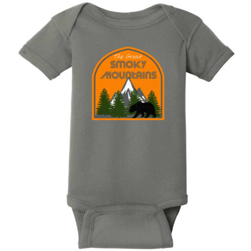 The Great Smoky Mountains Baby One Piece Charcoal - US Custom Tees