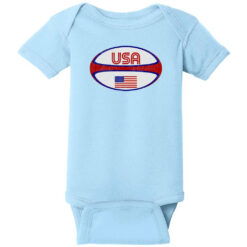 USA Rugby Ball Baby One Piece Light Blue - US Custom Tees