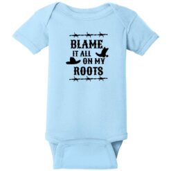 Blame It On My Roots Baby One Piece Light Blue - US Custom Tees