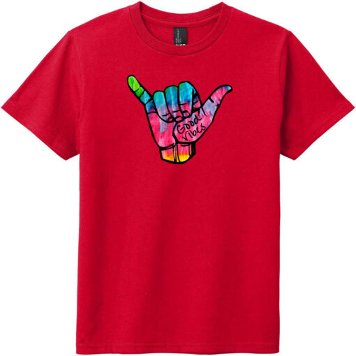 Shaka Good Vibes Youth T-Shirt Classic Red - US Custom Tees